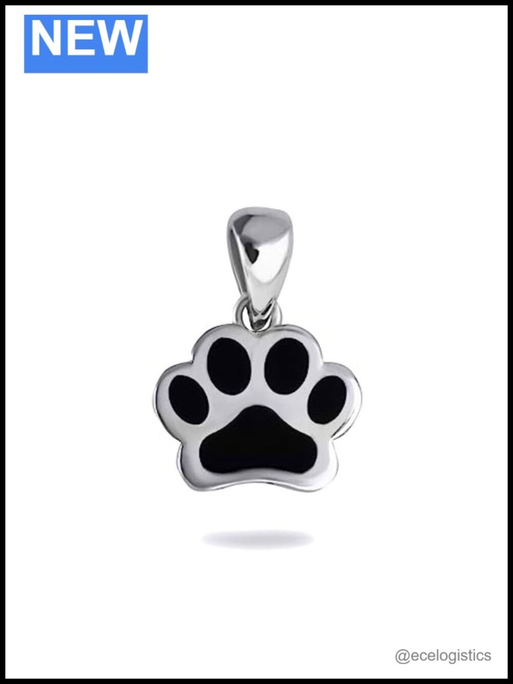 14k Gold Dog Paw Print Enamel Pendant